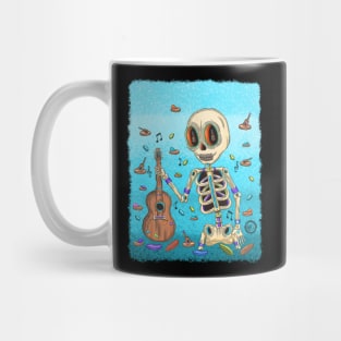 Colorful Mariachi Skeleton - Día De Los Muertos - guitar lover Mug